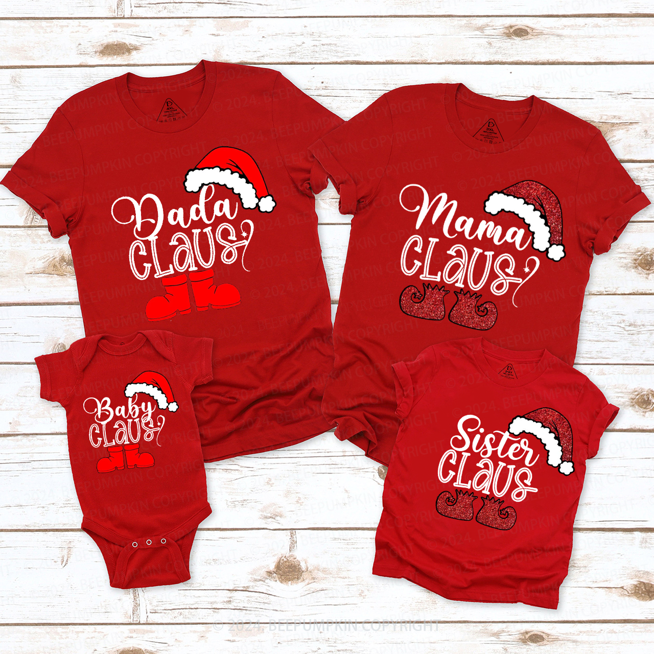 Christmas Santa Claus Family Matching T-Shirts Beepumpkin