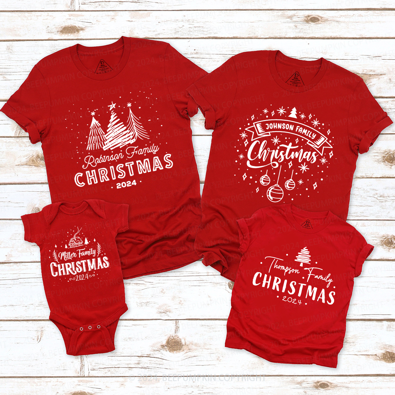 Personalized Various Christmas Tree Family Matching T-Shirts Beepumpkin