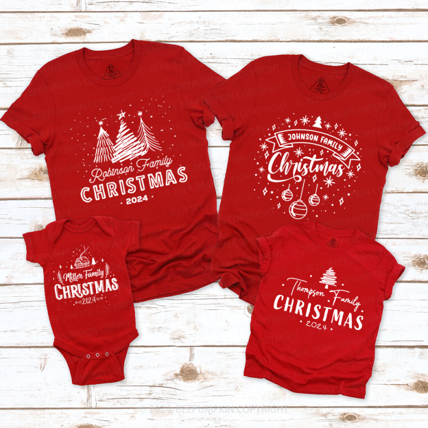 Personalized Various Christmas Tree Family Matching T-Shirts Beepumpkin