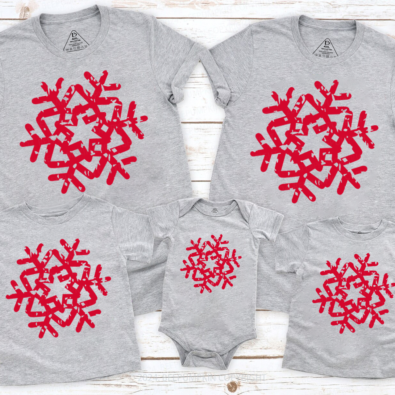 Snowflake Christmas Family Matching T-Shirts Beepumpkin