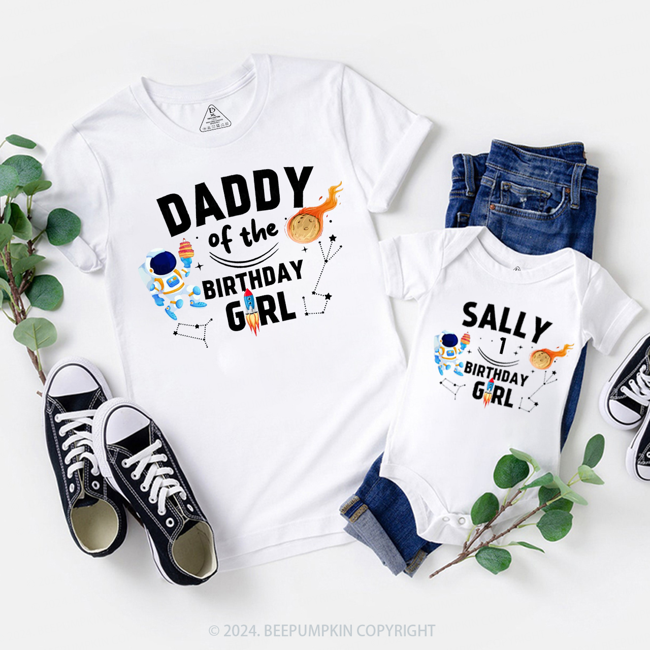 Astronaut Rocket Birthday Family Matching T-shirt