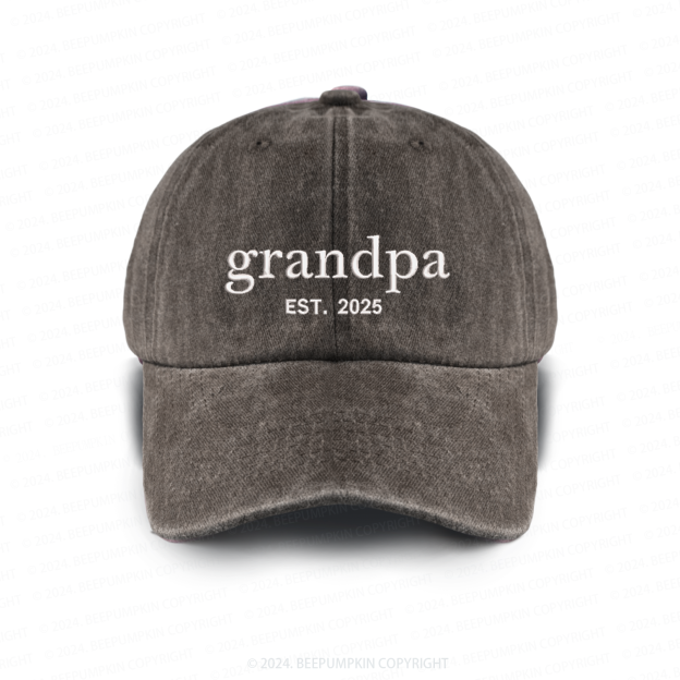 Personalized Adult Washed Embroidered Baseball Cap With Date