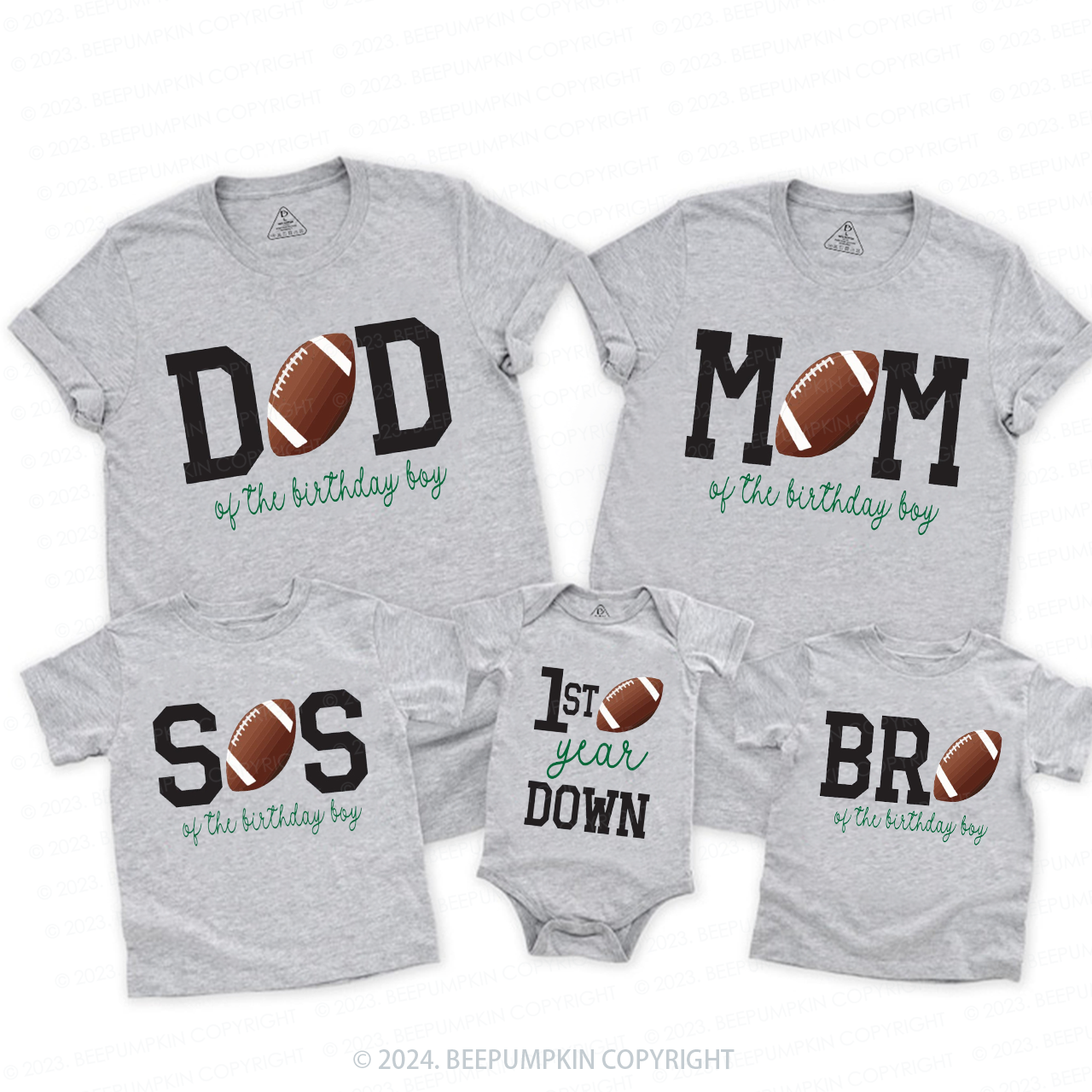 Football Baby Birthday Family Matching Tees Beepumpkin