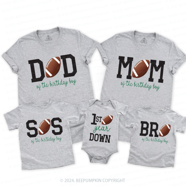 Image of Football Baby Birthday Family Matching Tees Beepumpkin