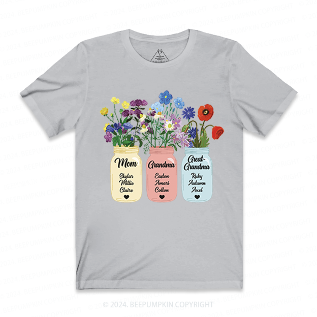 Personalized Grandma Flower T-Shirts