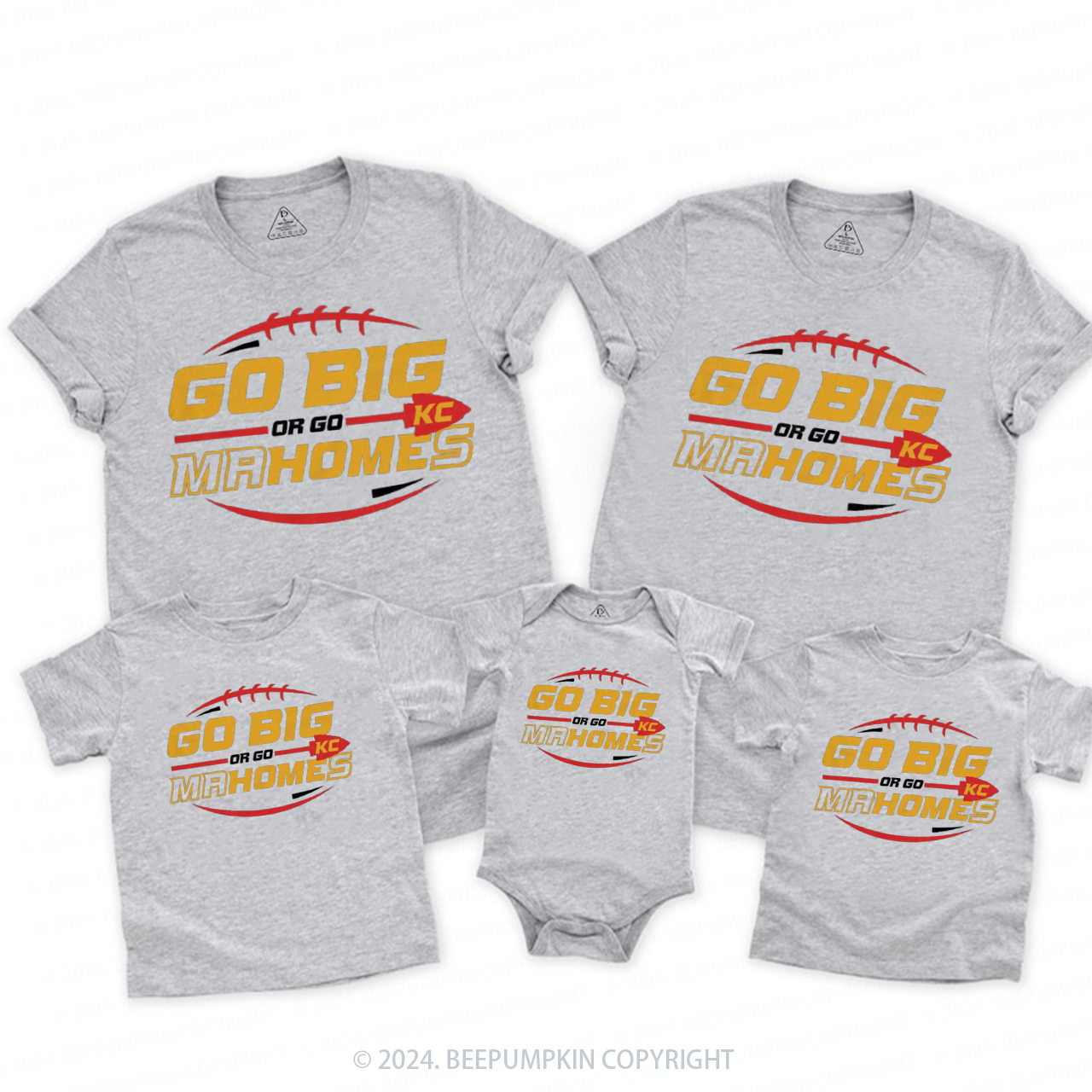 Go Big Or Go KC Football Family Matching Tees Beepumpkin