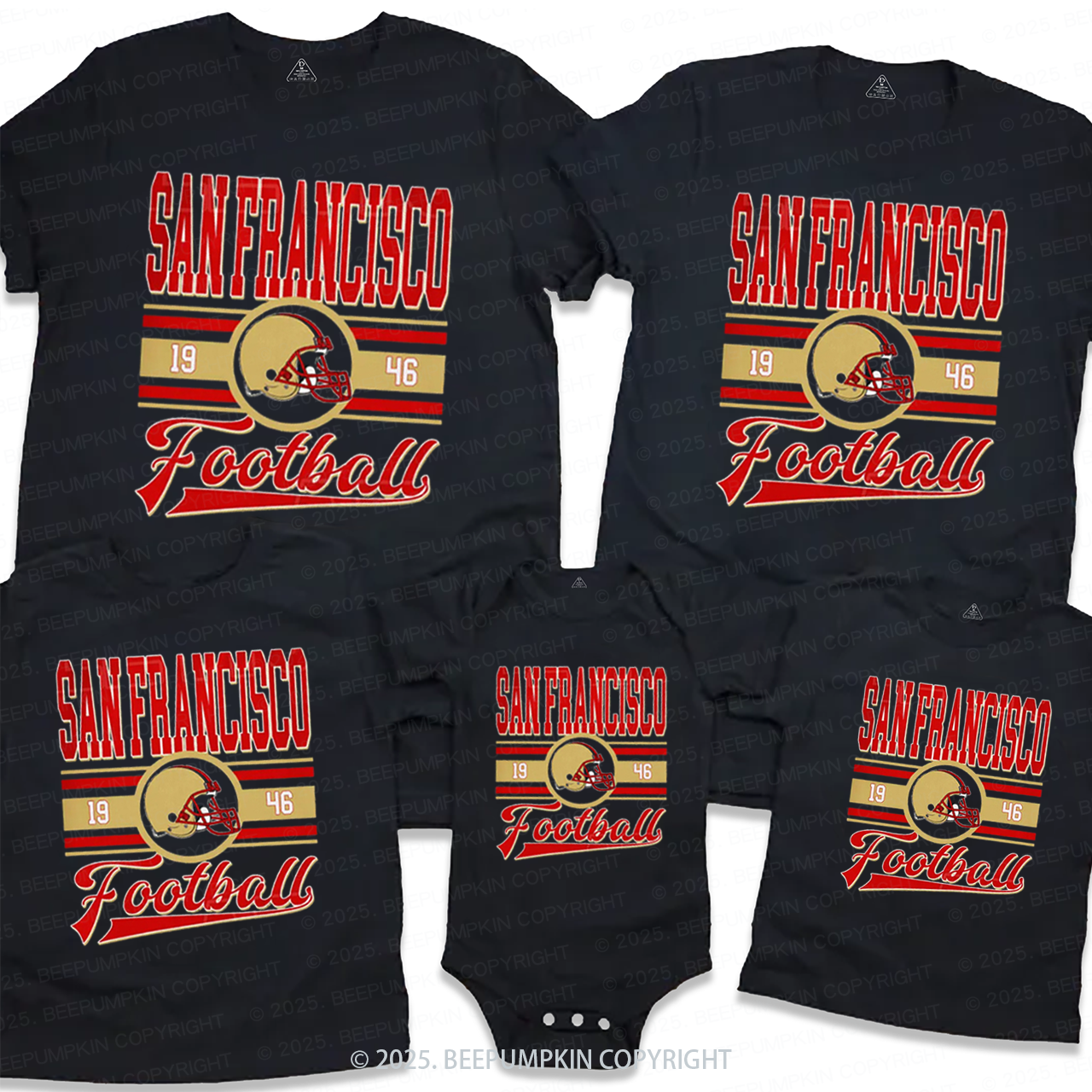 Football Vintage Style Family Matching Tees Beepumpkin