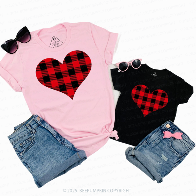 Buffalo Plaid Valentines Family Matching Valentine's Shirts
