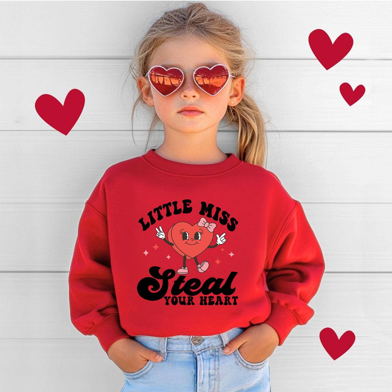 Little Miss Steal Your Heart Valentine Kids Sweatshirt