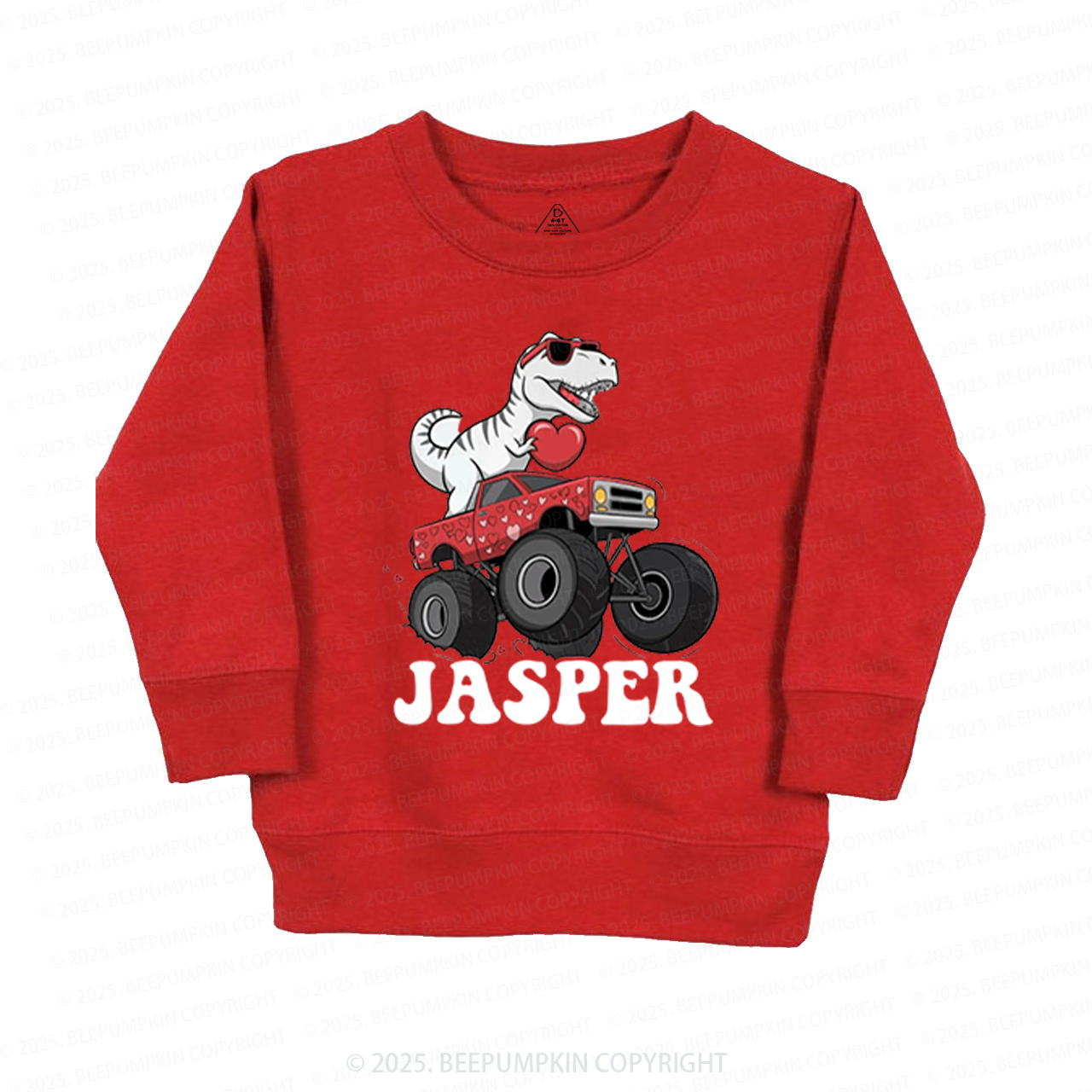 Personalized Dinosaur Valentines Kids Sweatshirt