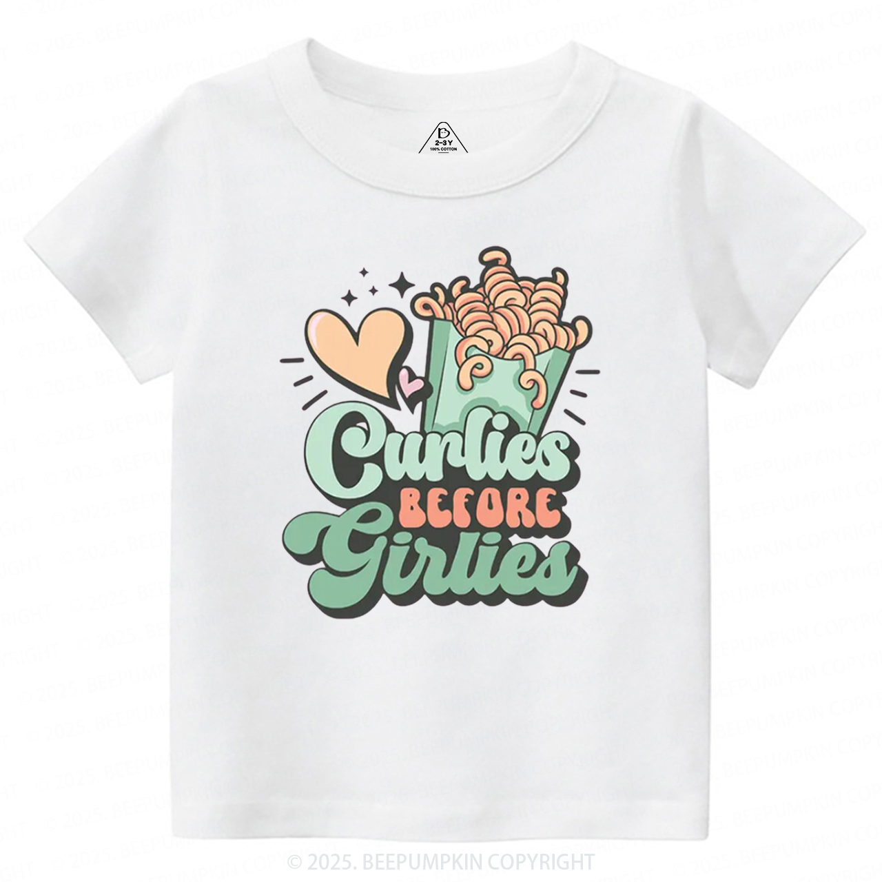 Curlies Before Girlies Valentine's Day Toddler&Kid's Tees Beepumpkin