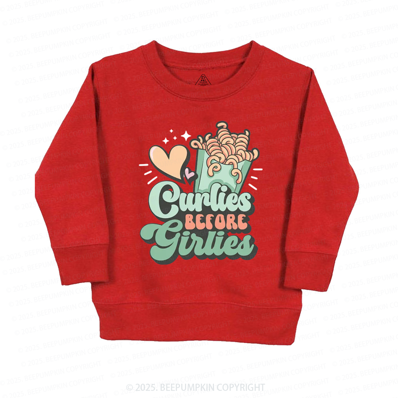 Curlies Before Girlies Valentine's Day Kid's Sweatshirt