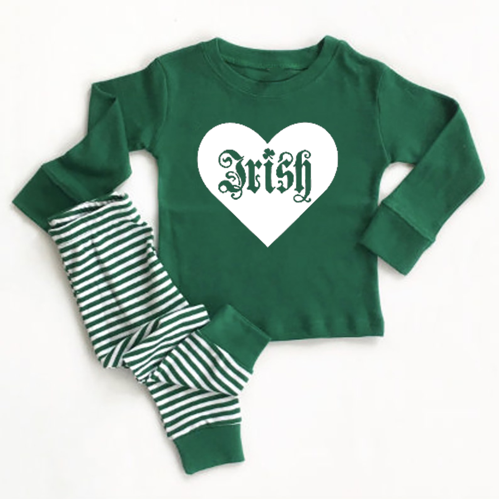 Personalized St.Patrick's Day Shamrock Kids Loungewear Pajamas Sale-Beepumpkin™