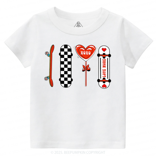 Skateboard Valentine's Day Toddler&Kid's Tees Beepumpkin