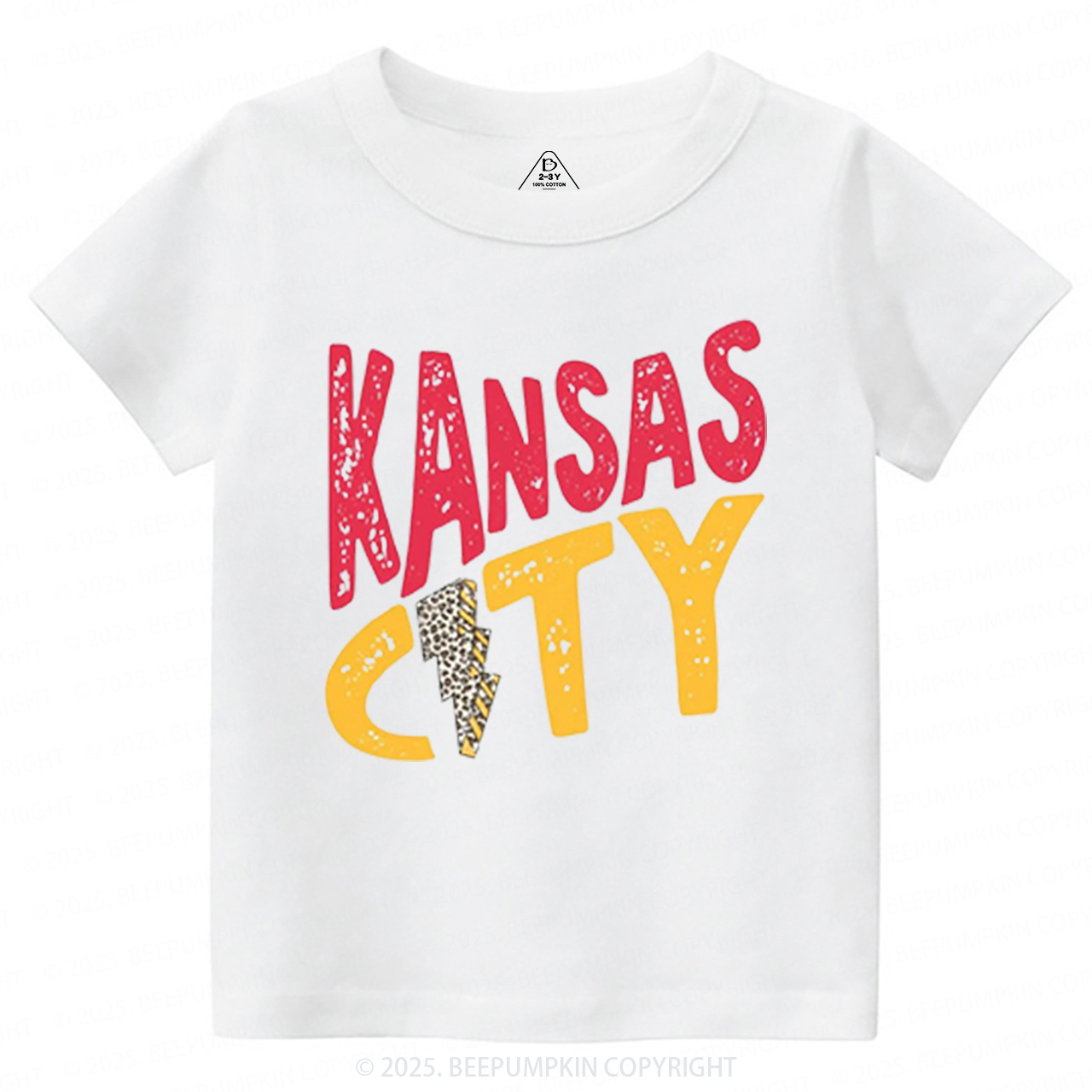 KC Leopard Lightning Football Toddler&Kid's Tees Beepumpkin