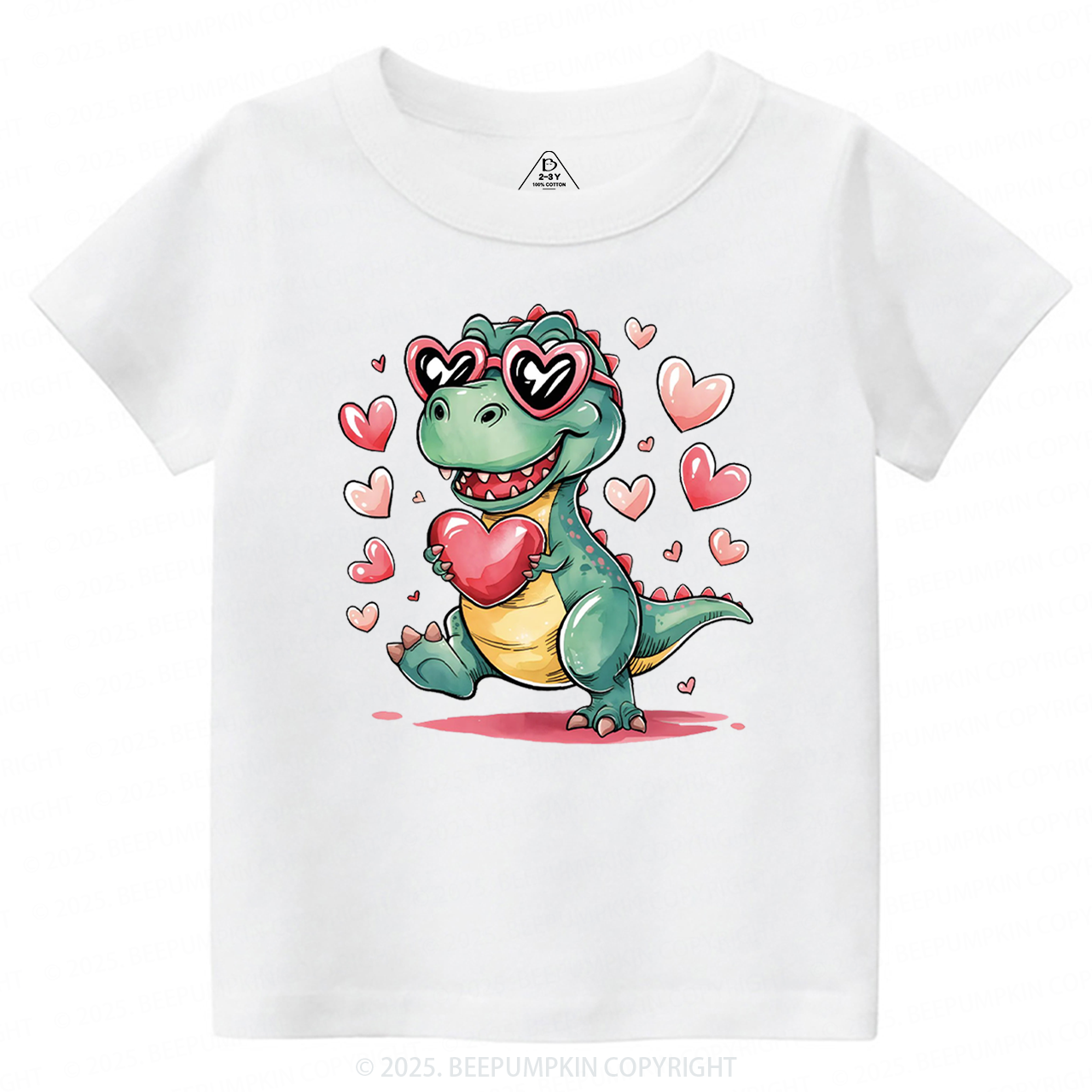 Romantic Dinosaur Valentine's Day Toddler&Kid's Tees Beepumpkin