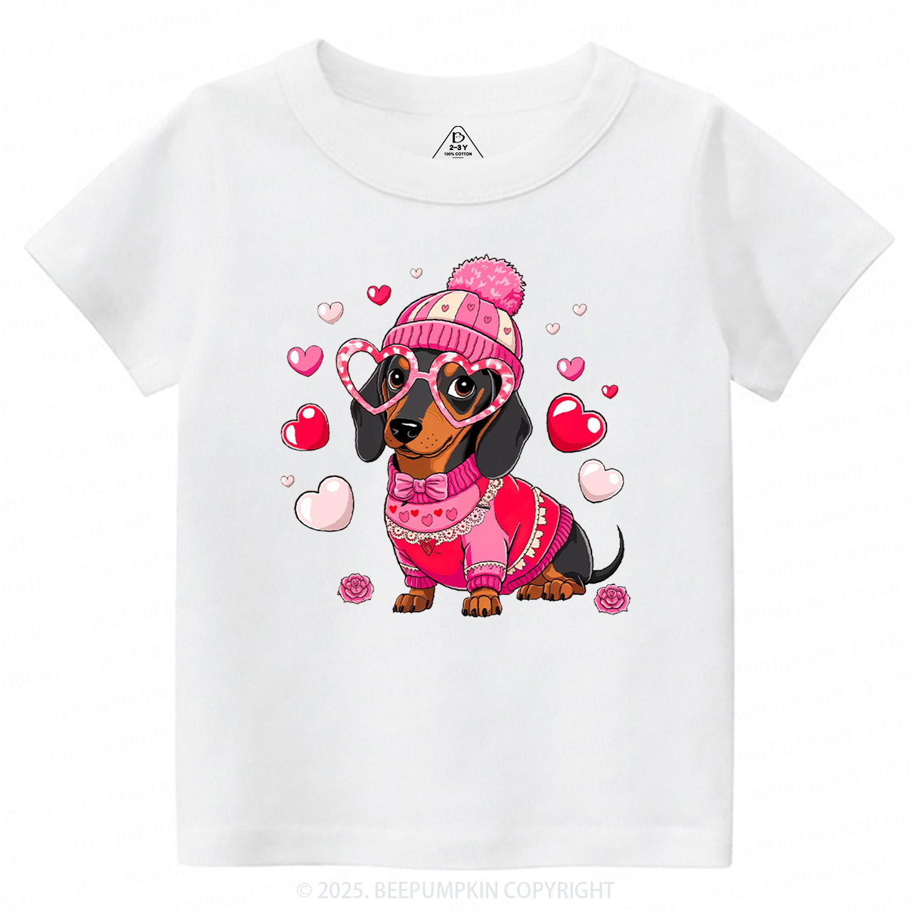 Dachshund Dog Valentine's Day Toddler&Kid's Tees Beepumpkin