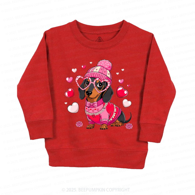 Dachshund Dog Valentine's Day Kid's Sweatshirt