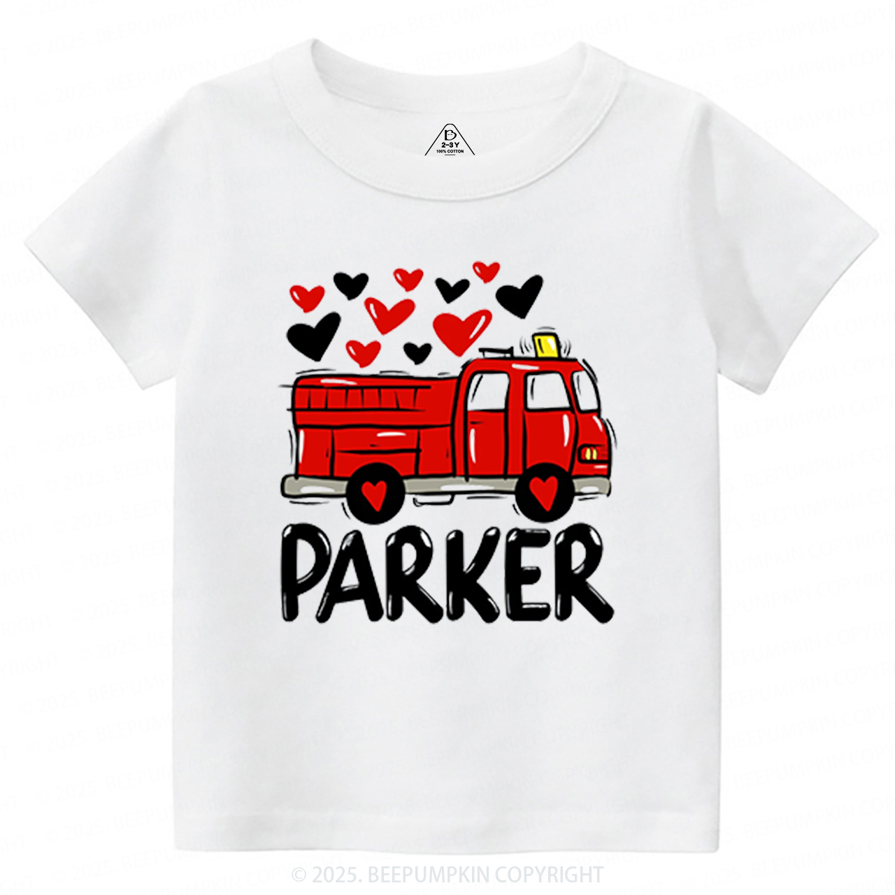 Fire Truck Valentine's Day Toddler&Kid's Tees Beepumpkin