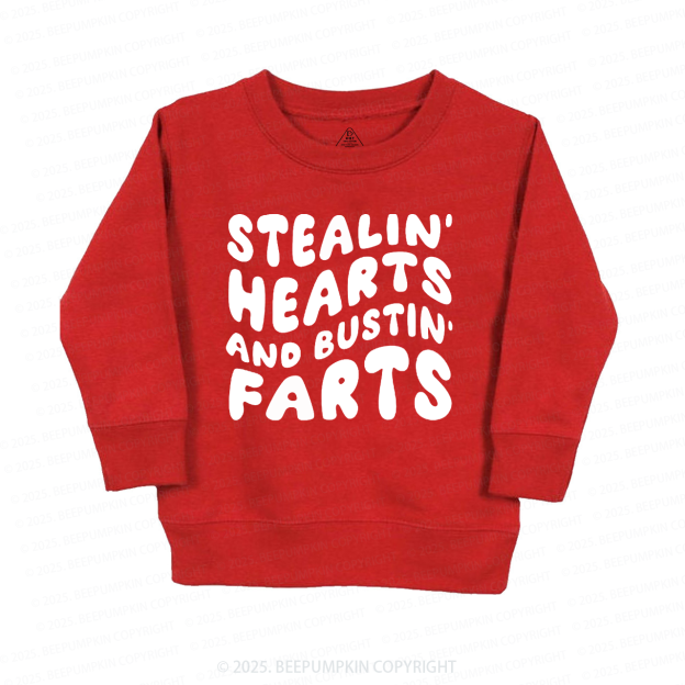 Stealin Hearts And Bustin Farts Valentine's Day Kid's Sweatshirt