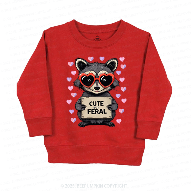 Cute But Feral Valentine's Day Kid's Sweatshirt 2