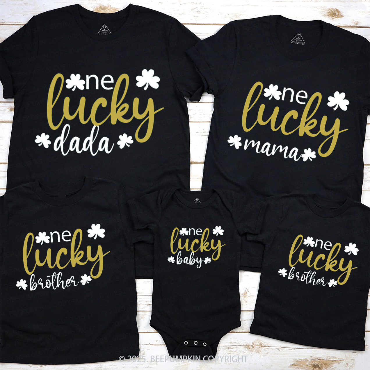 One Lucky St.Patricks Day Family Matching T-Shirts Beepumpkin