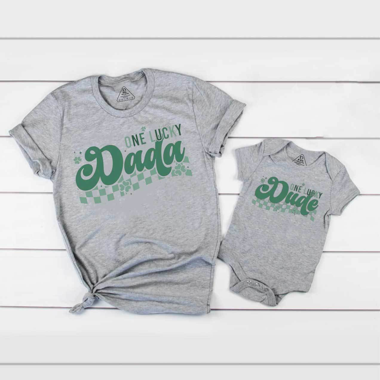 Personalized One Lucky Dude St.Patricks Day Family Matching T-Shirts Beepumpkin
