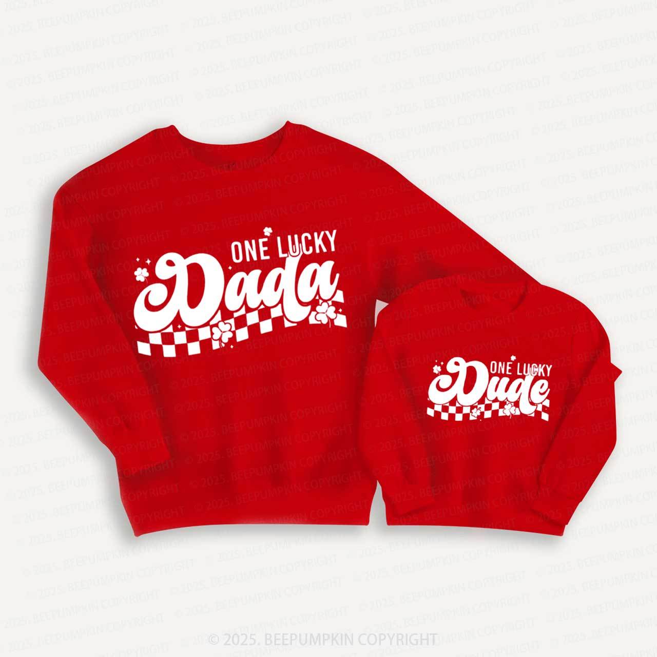 Personalized One Lucky Dude St.Patricks Day Family Matching Sweatshirts