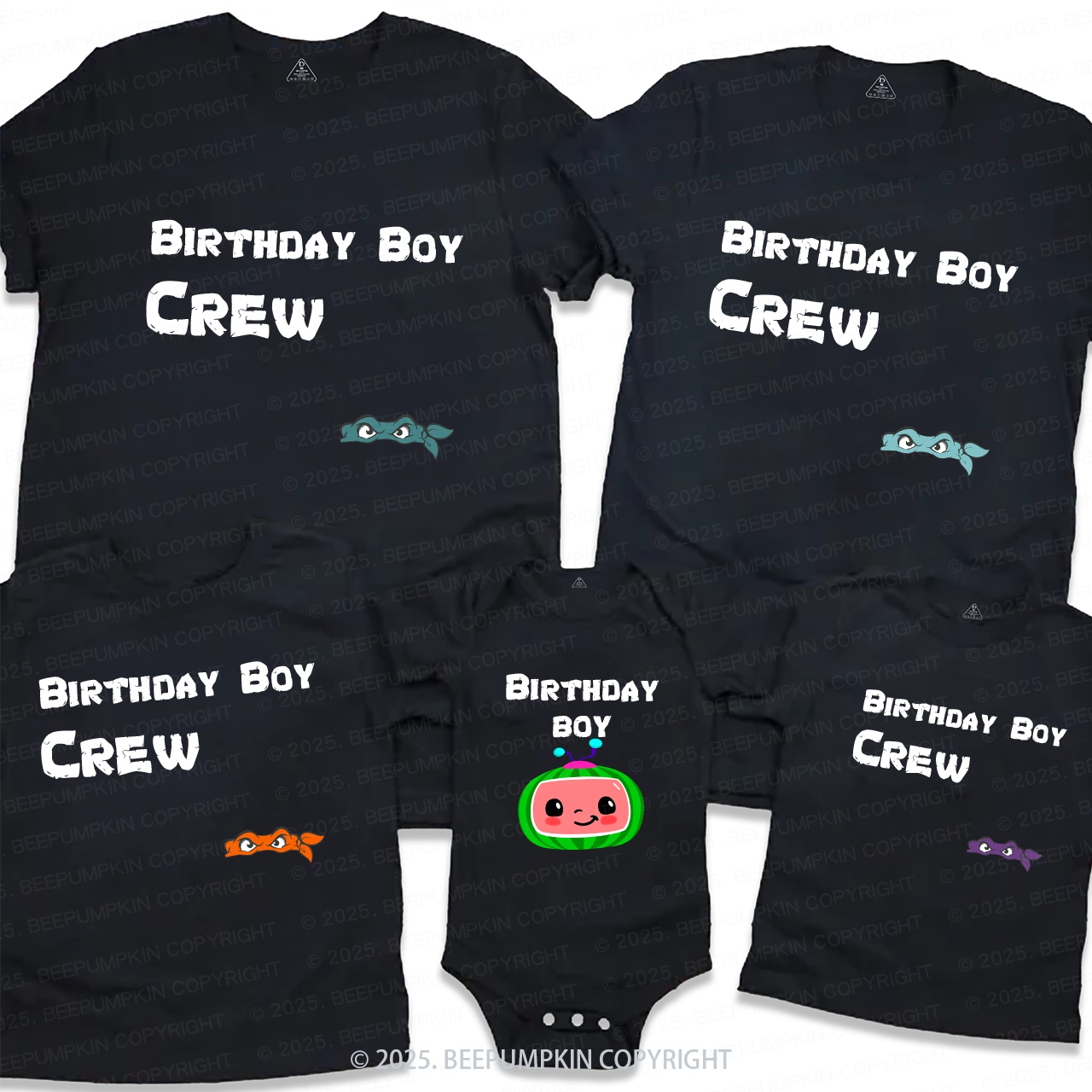 Personalized Birthday Boy Crew Family Matching Tees Beepumpkin