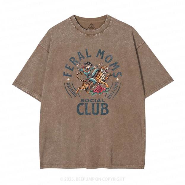 Feral Moms Social Club Washed T-Shirts