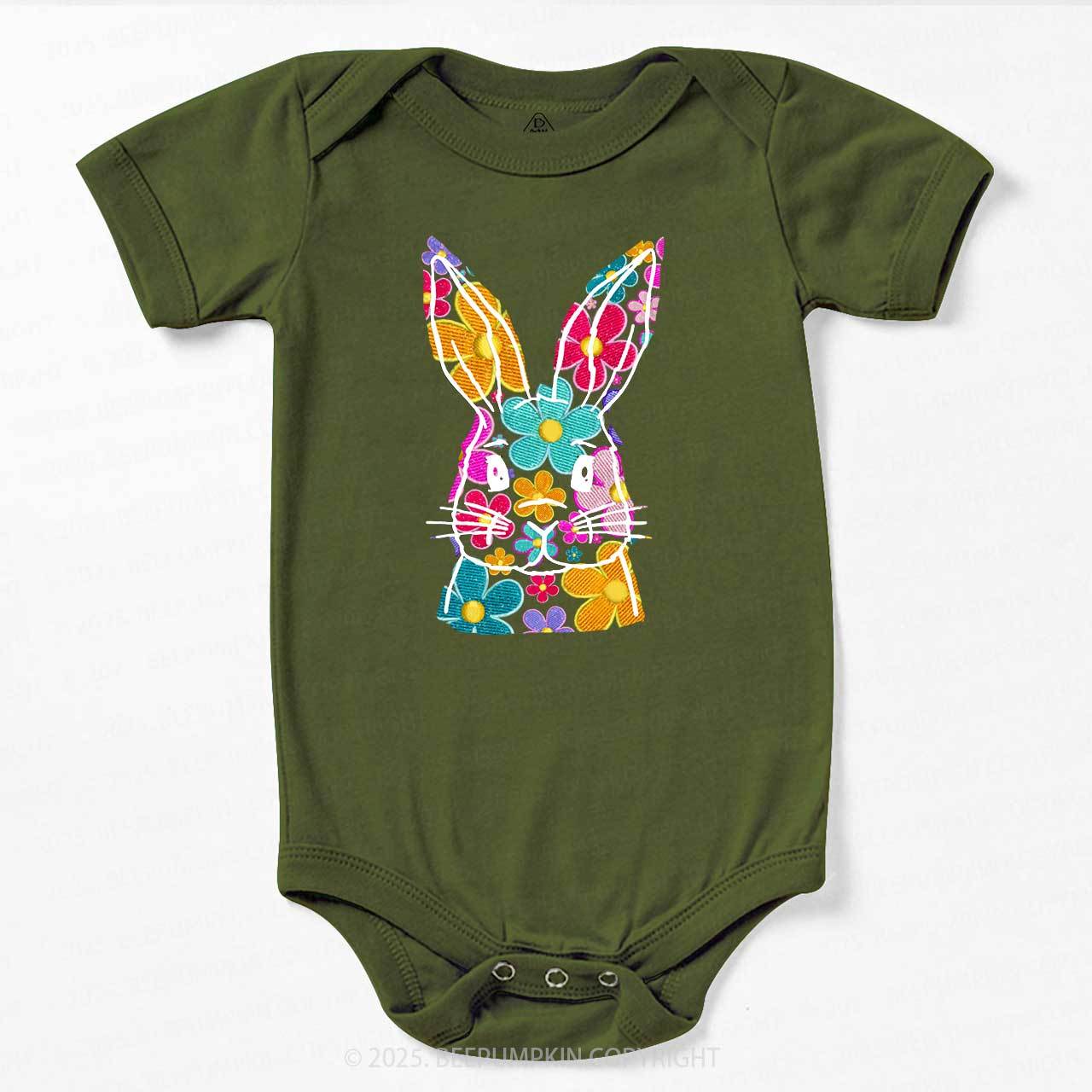Bright Floral Bunny Easter Bodysuit Beepumpkin