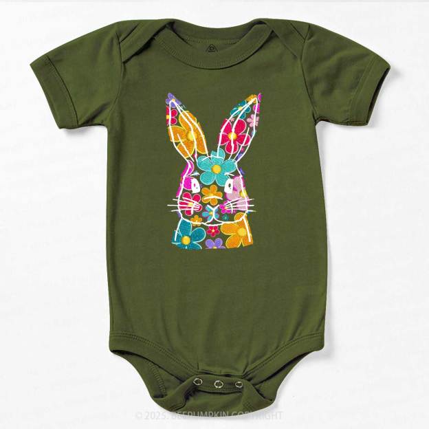Bright Floral Bunny Easter Bodysuit Beepumpkin