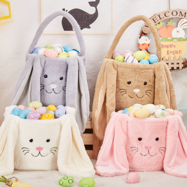 Personalized Name Bucket-Shaped Plush Rabbit Basket