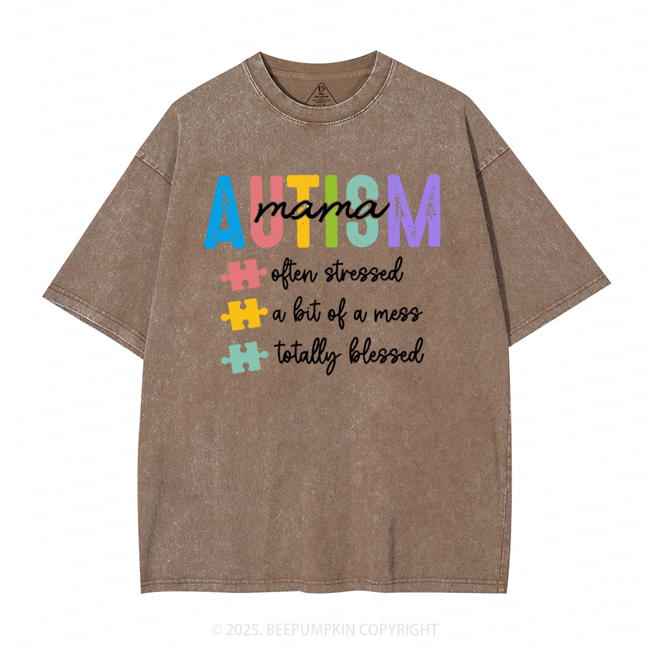 Awareness Autism Mama Washed T-Shirts