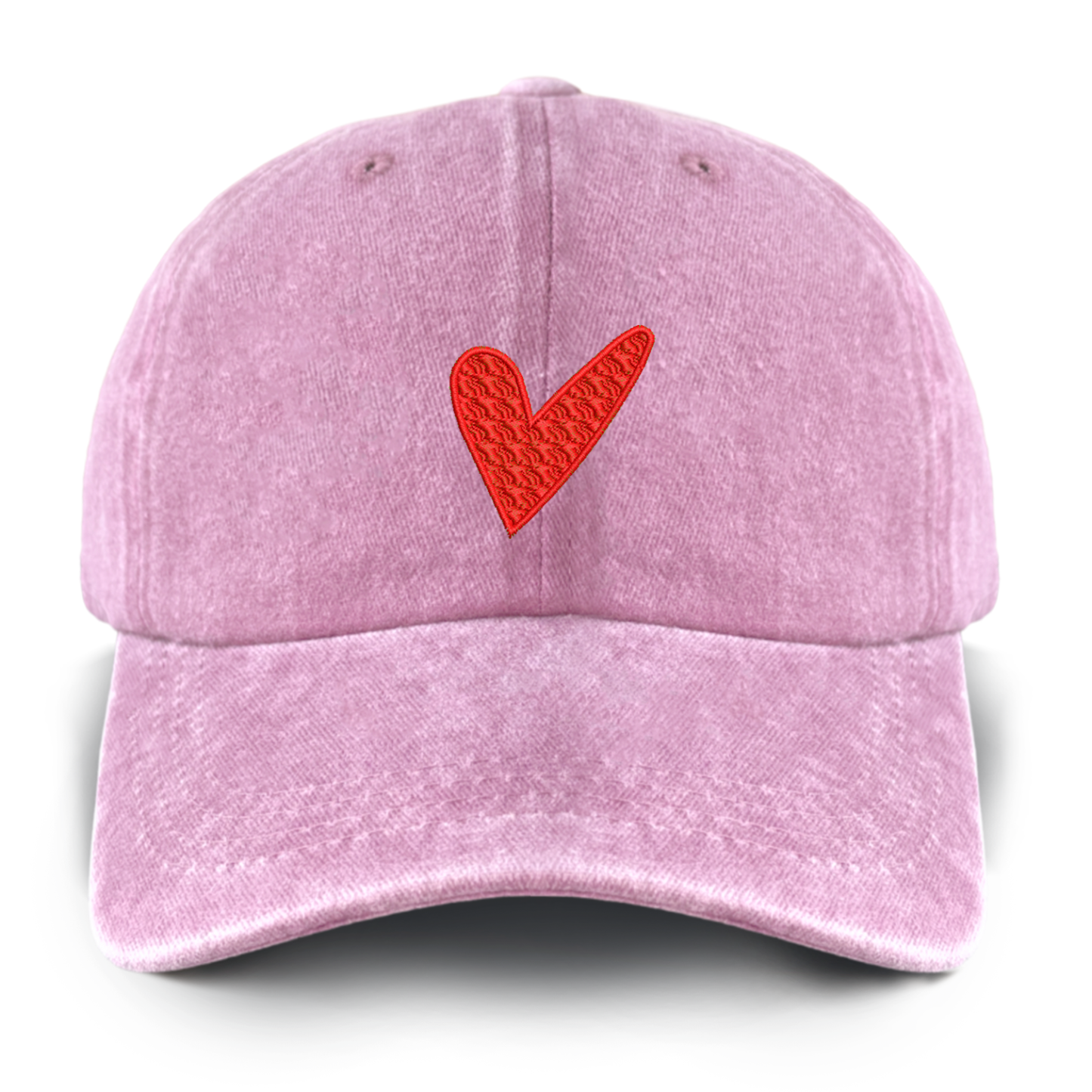 Red Love Heart Washed Baseball Cap For Kids