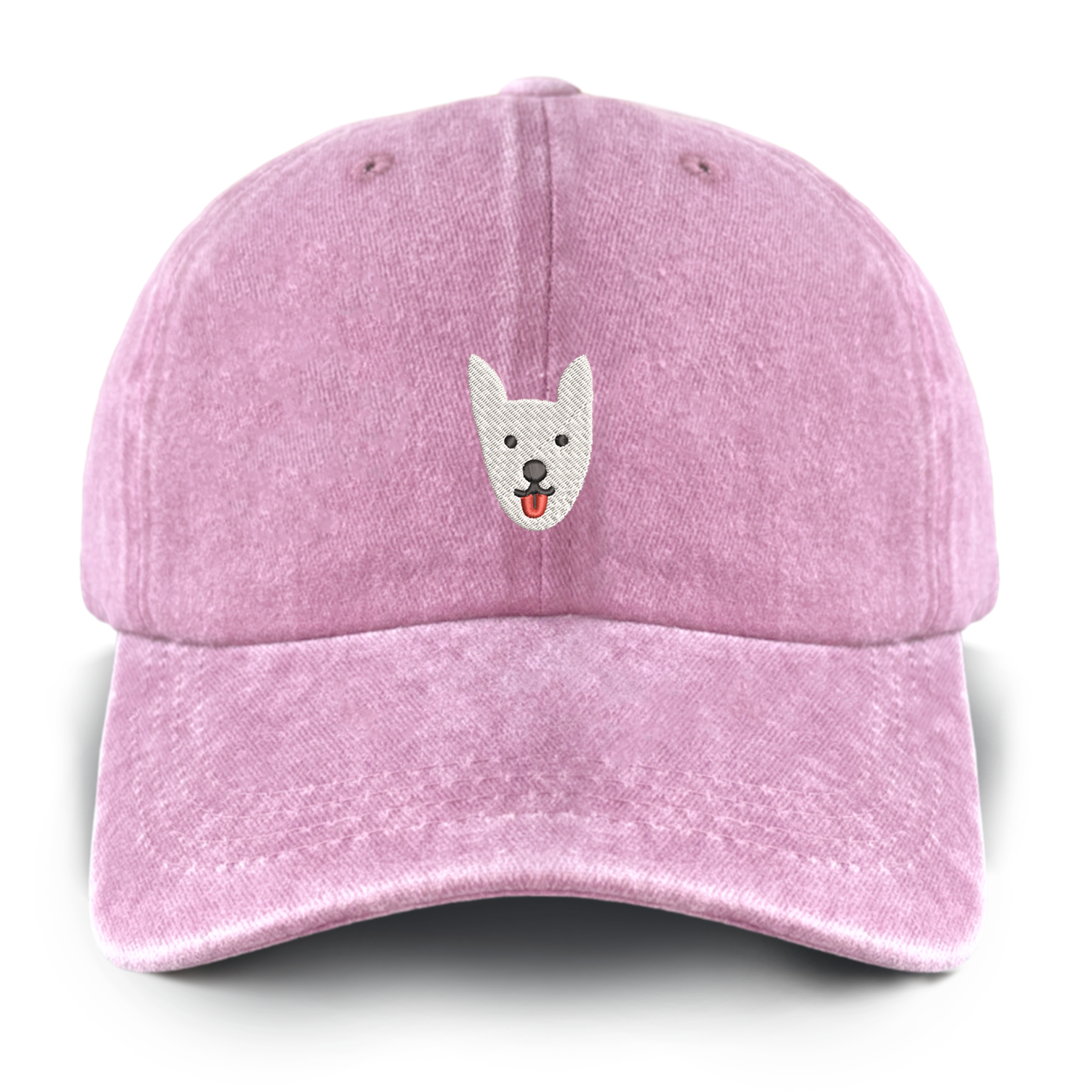 Embroidered White Dog Washed Baseball Cap For Kids