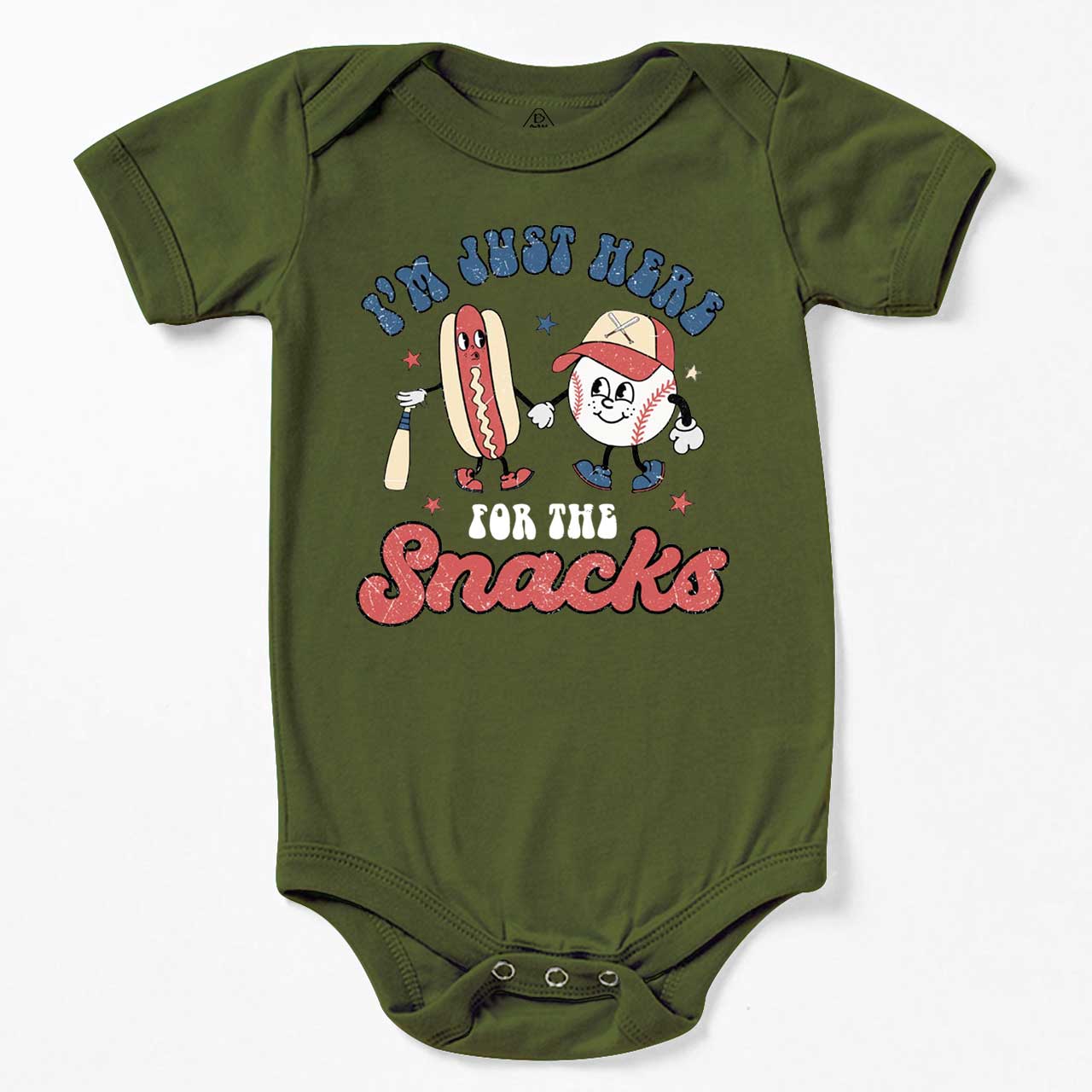 I'm Just Here For The Snacks Baseball Bodysuit Beepumpkin