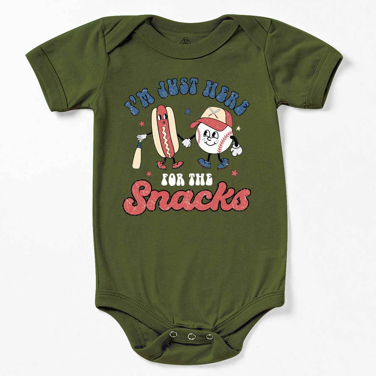 I'm Just Here For The Snacks Baseball Bodysuit Beepumpkin