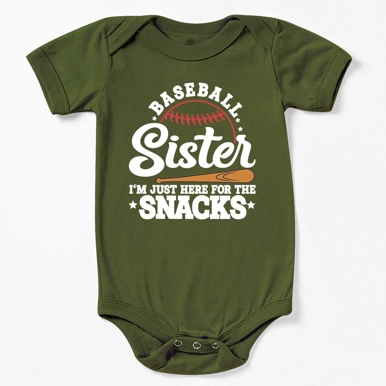 Baseball Sister I'm Just Here For The Snacks Bodysuit Beepumpkin