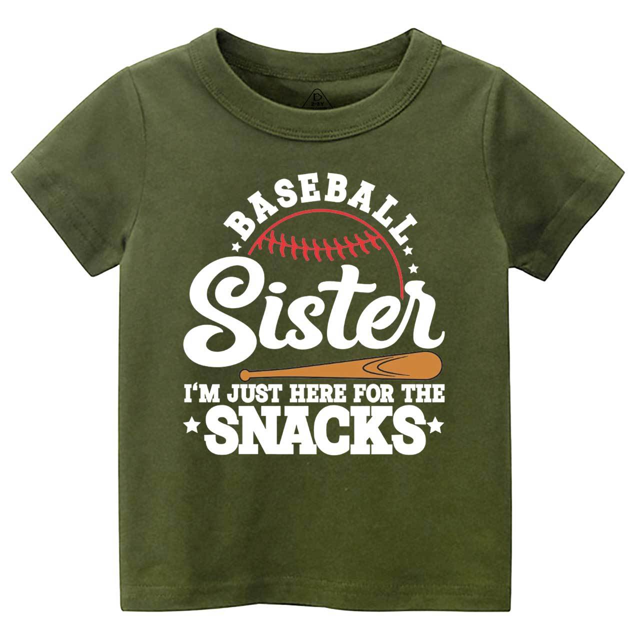 Baseball Sister I'm Just Here For The Snacks Toddler&Kid's Tees Beepumpkin
