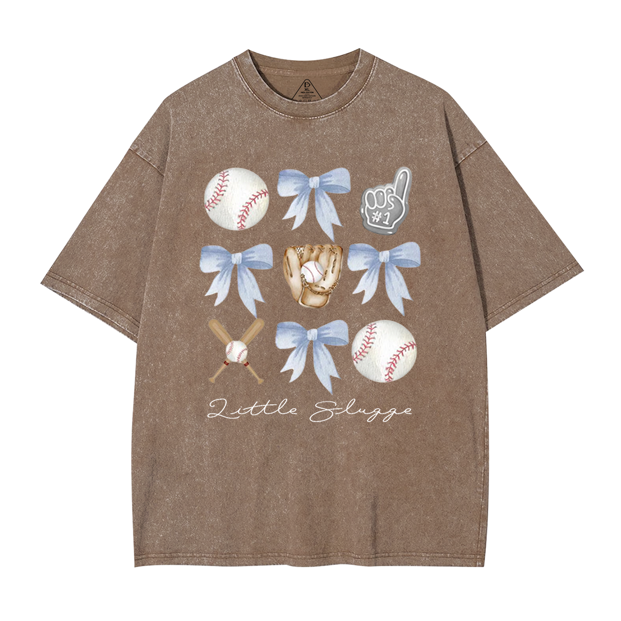 Personalized Bow Baseball Washed T-Shirts