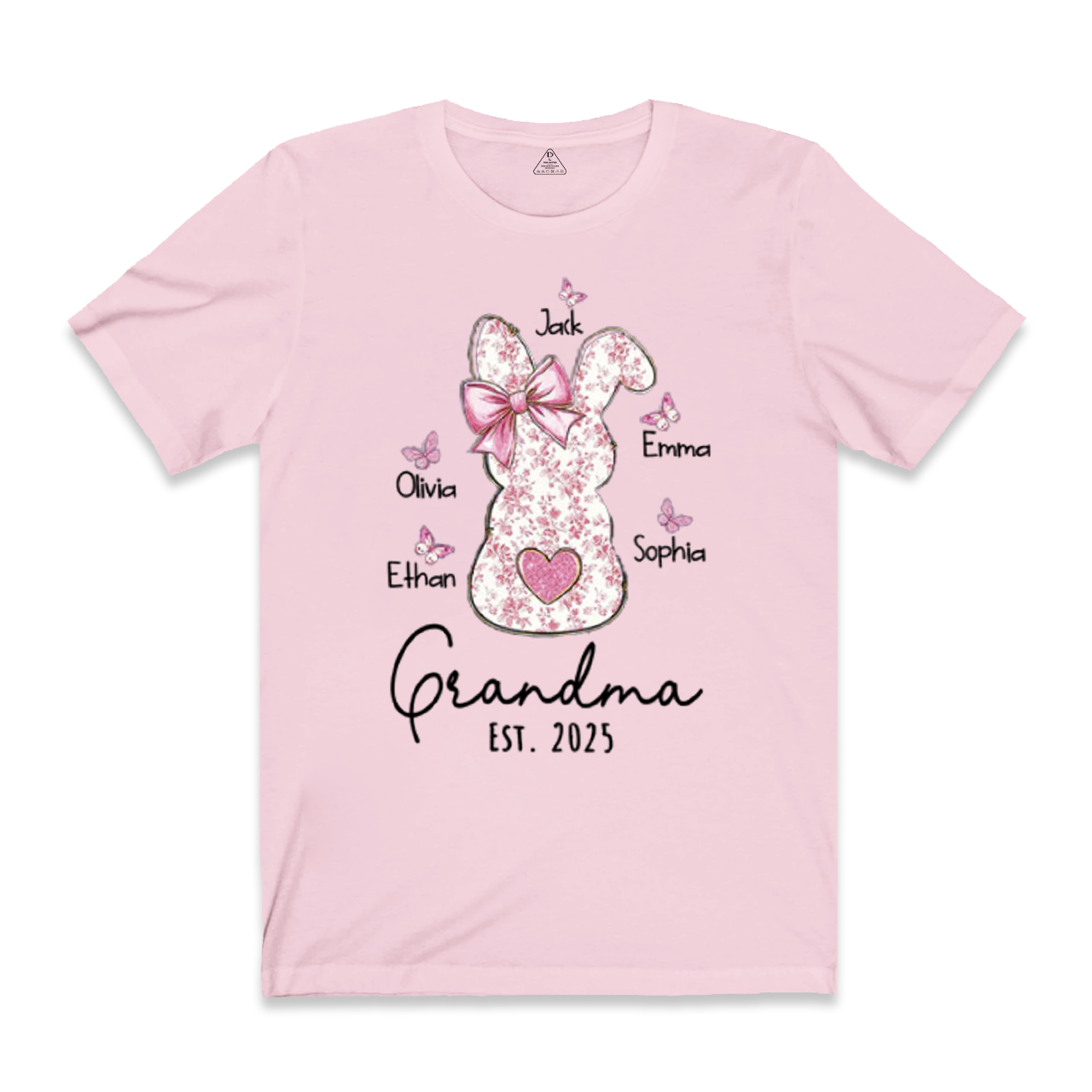 Personalised Pink Floral Butterfly Bunny Easter T-Shirt