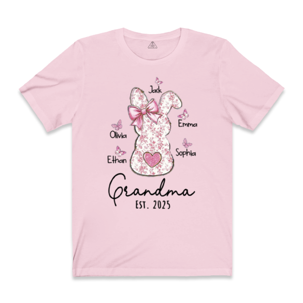 Personalised Pink Floral Butterfly Bunny Easter T-Shirt