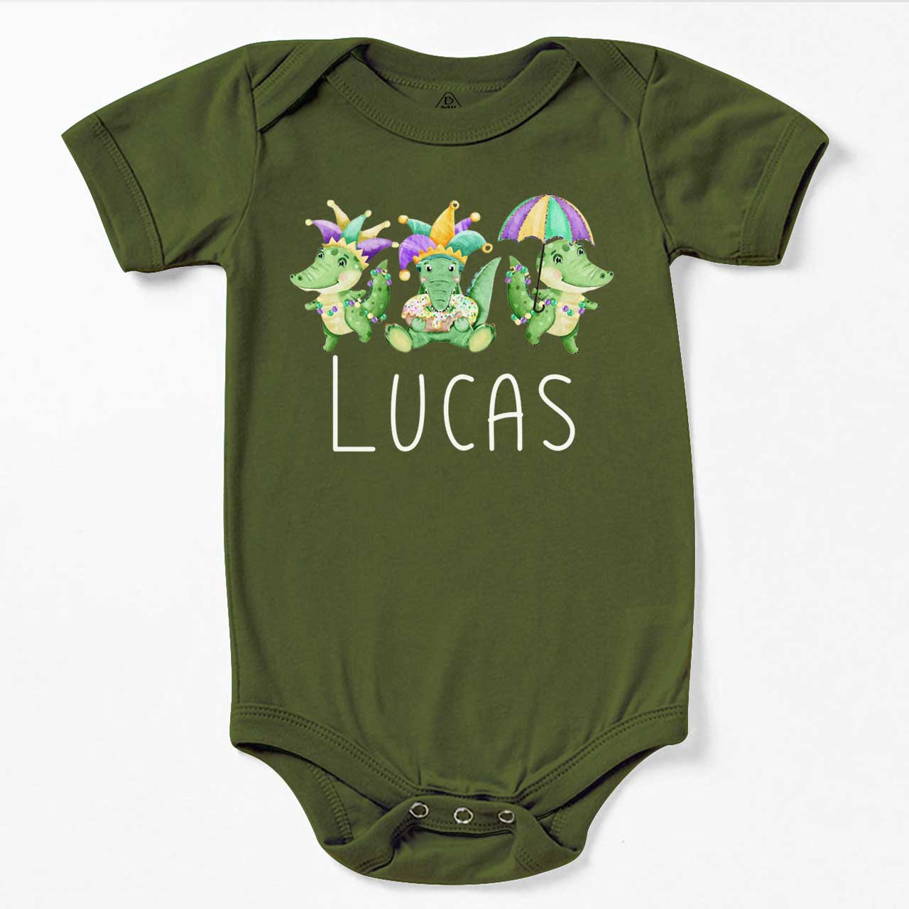 Personalized Mardi Gras Alligators Bodysuit Beepumpkin