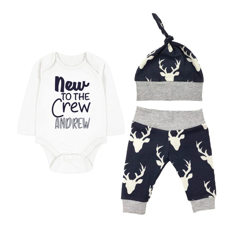 Personalized Name New To The Crew Coming Home Outfit Sets