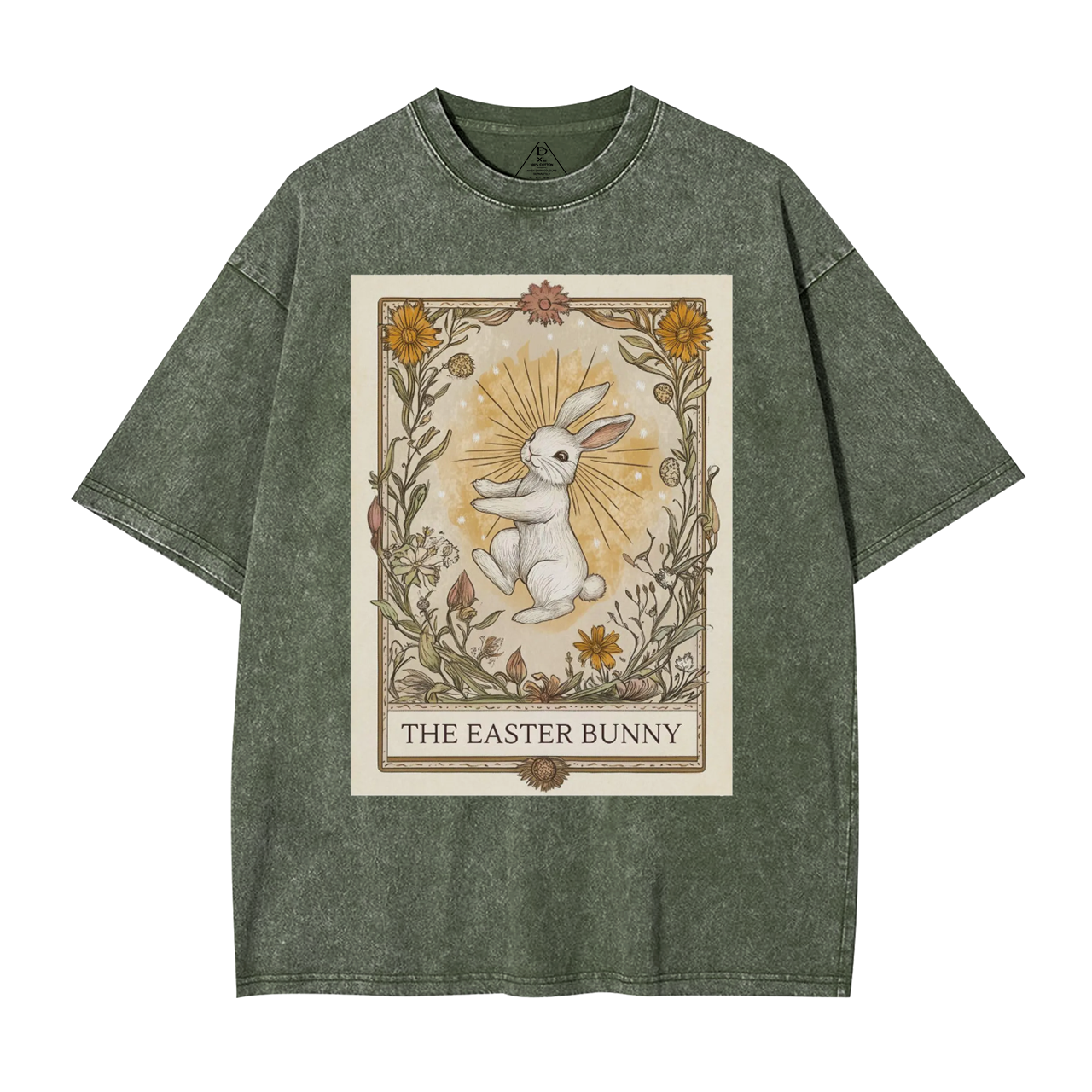 Easter Bunny Tarot Card Lover Mama Washed T-Shirts