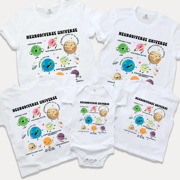 Neurodiverse Universe Family Matching Tees Beepumpkin