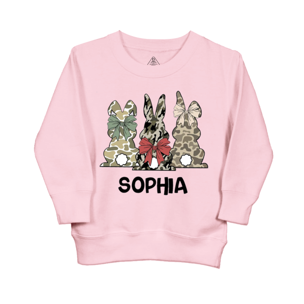 Personalized Name Camouflage Easter Bunny Kid's Sweatshirt