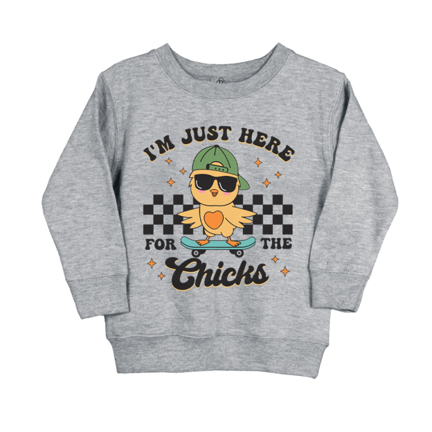 I’m Just Here For The Chicks Kid's Sweatshirt