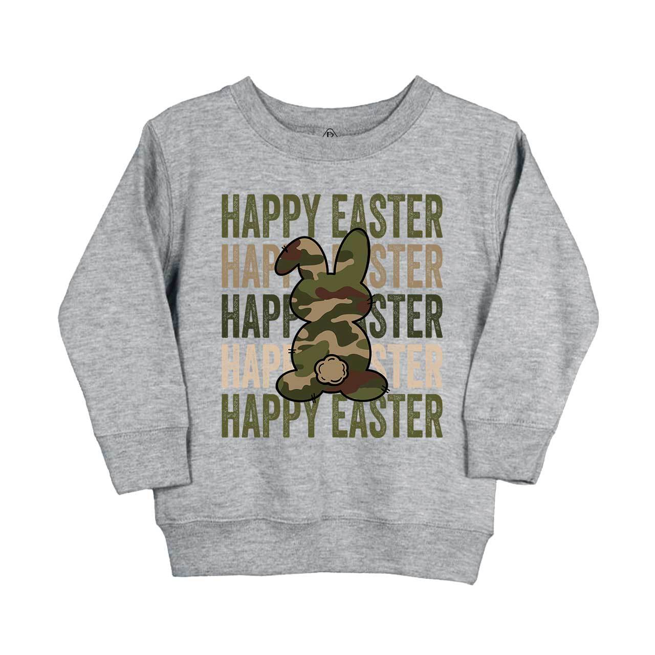 Easter Camouflage Happy Bunny Easter Kid's Sweatshirt